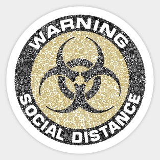 Warning Social Distance Beige Circle Design Sticker